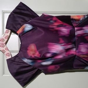 Women's Guess By Marciano Black Pink Watercolor Sheath Pocket Dress S